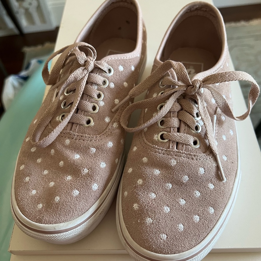 Fun tan polka dot Vans sneakers